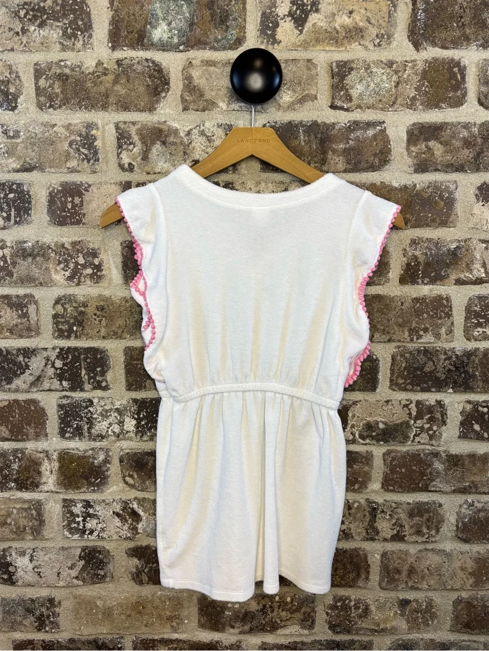 Gymboree White Terry Tunic with Pink Pom Trim L 10/12